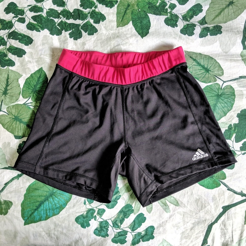 Pink and Black Adidas Climalite Compression Shorts